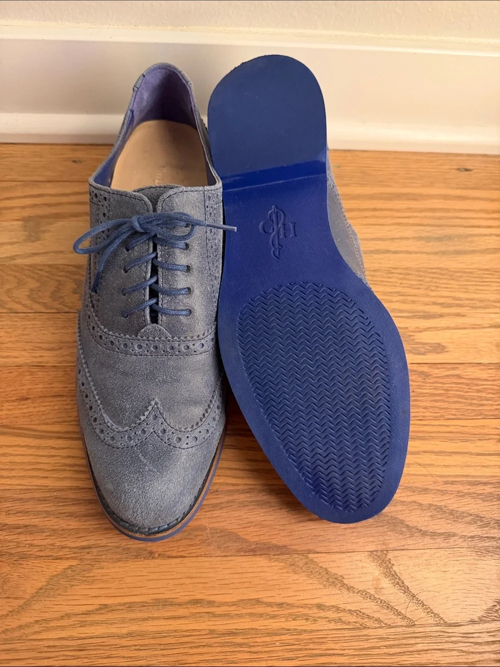 Cole Haan Blue Suede Wingtip Oxfords